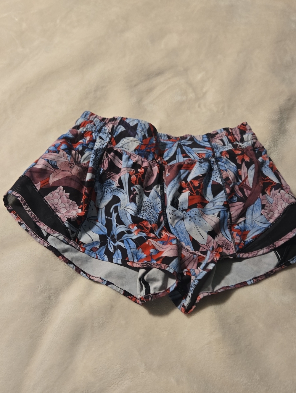 lululemon athletica Floral Athletic Shorts - Blue, Red & Pink
